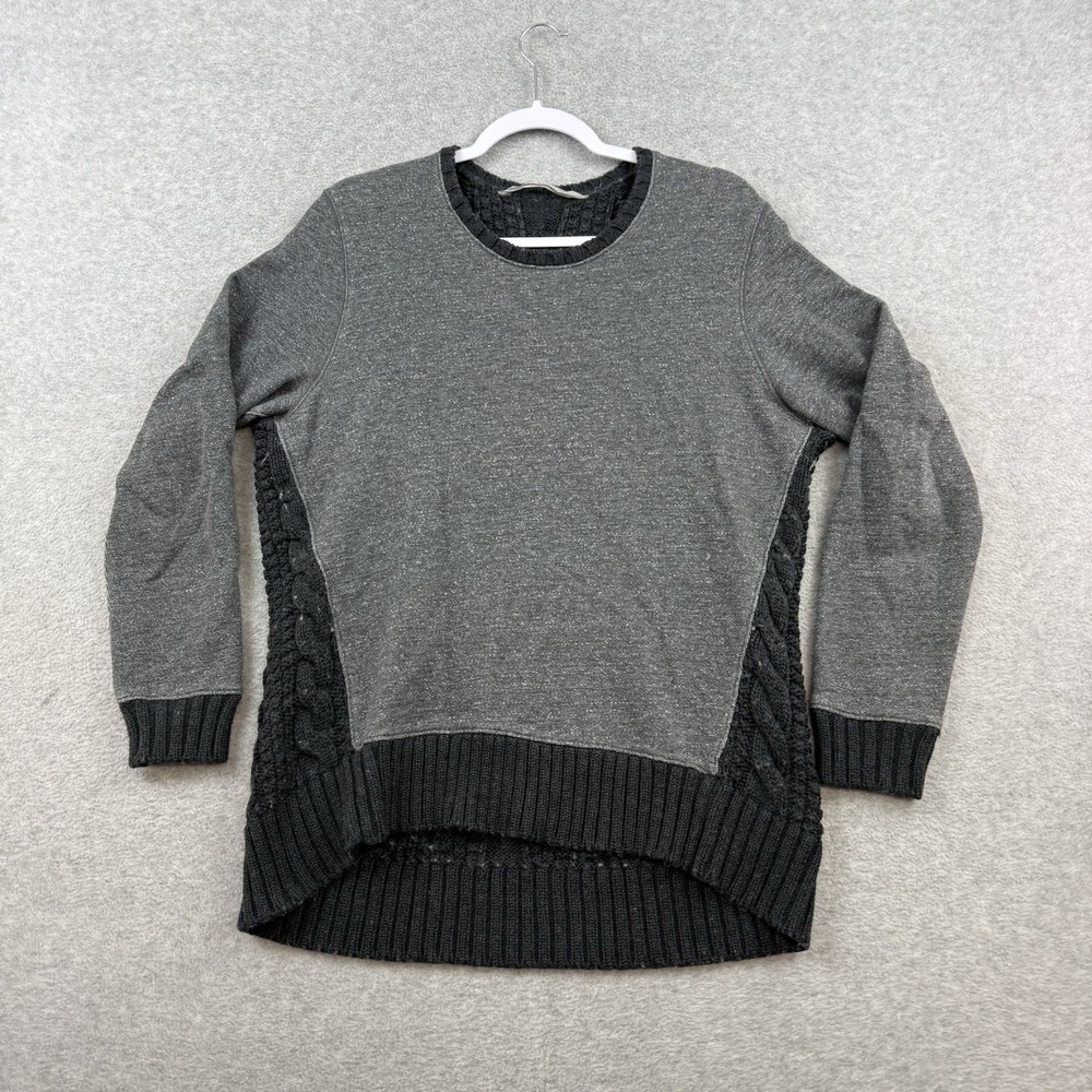 Athleta Madera Gray Chunky Cable Knit‎ Sweater Merino Blend Size Medium